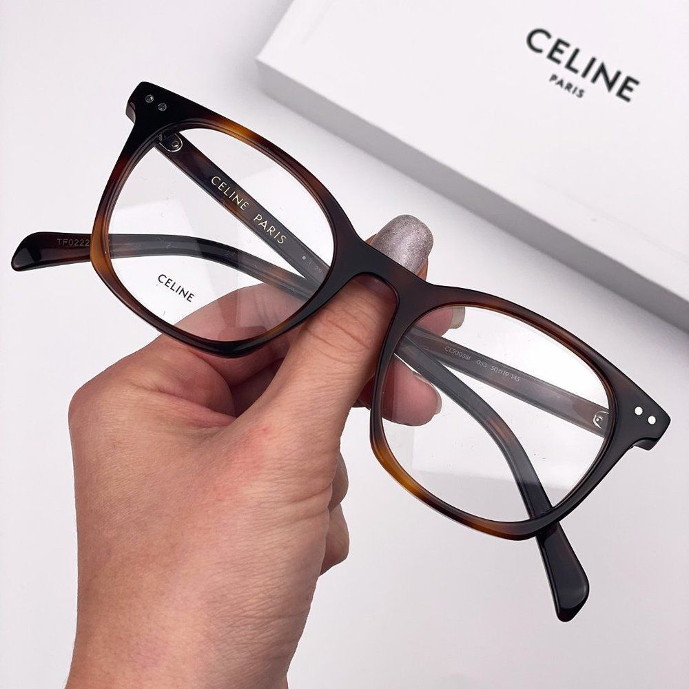 🔥 CELINE CL50058I 053 Eyeglasses Havana Square Unisex